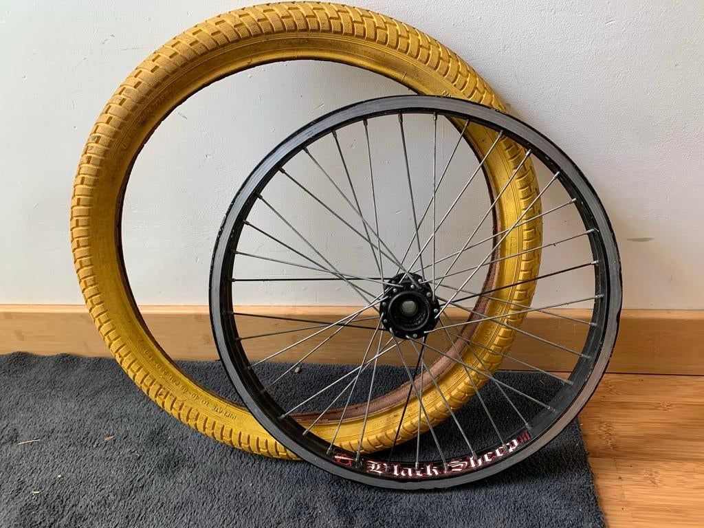 Lichtgewicht en stevige Black Sheep bmx velg wiel gele Band, Wiel, Ophalen of Verzenden, Aluminium, Gebruikt