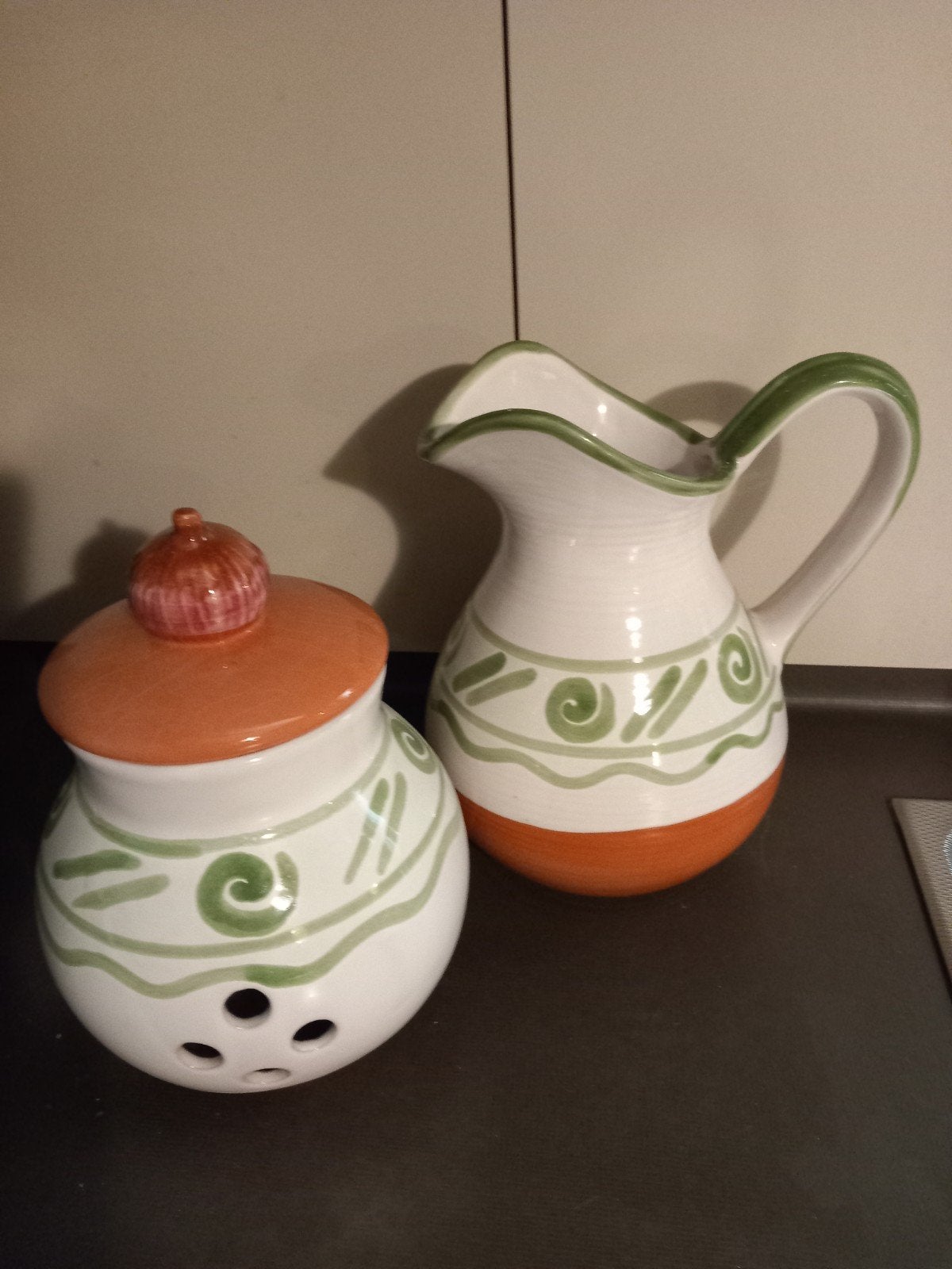 Keramiek bewaarpot en schenkkan set, Antiek en Kunst, Ophalen of Verzenden