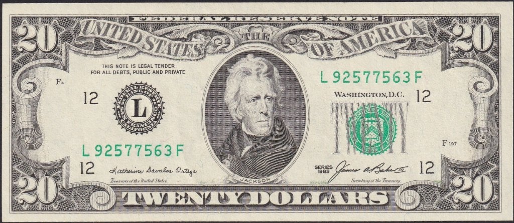 U.S.A. 20 dollars 1985 UNC p.477 (# 294), Verzenden, Noord-Amerika, Los biljet