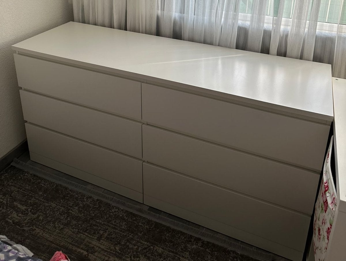 IKEA MALM Ladekast Wit - 6 Lades (160x78x48 cm), Ophalen, Gebruikt, 5 laden of meer, 150 tot 200 cm