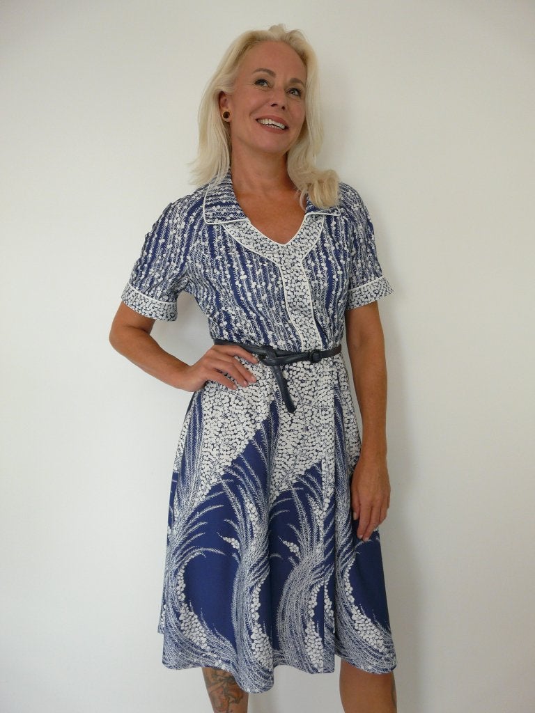 *Abfab Vintage Retro 70's Jurk 40*, Maat 38/40 (M), Blauw, Ophalen of Verzenden, Zo goed als nieuw