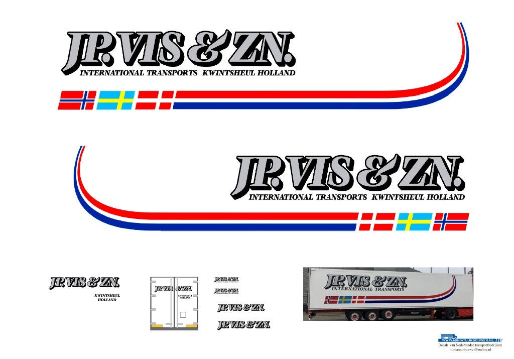 Vrachtauto decal 1:50 J.P.Vis Transport (trailer) type 2, Hobby en Vrije tijd, Verzenden, Nieuw, Bus of Vrachtwagen, Overige merken
