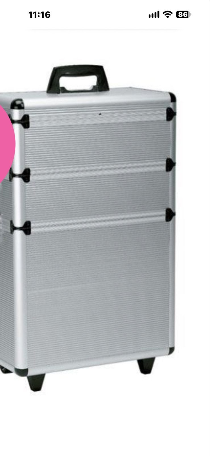 Sibel Aluminium Kapperskoffer 3-delig op wieltjes Zilver, Ophalen, Nieuw, Overige kleuren, Hardcase