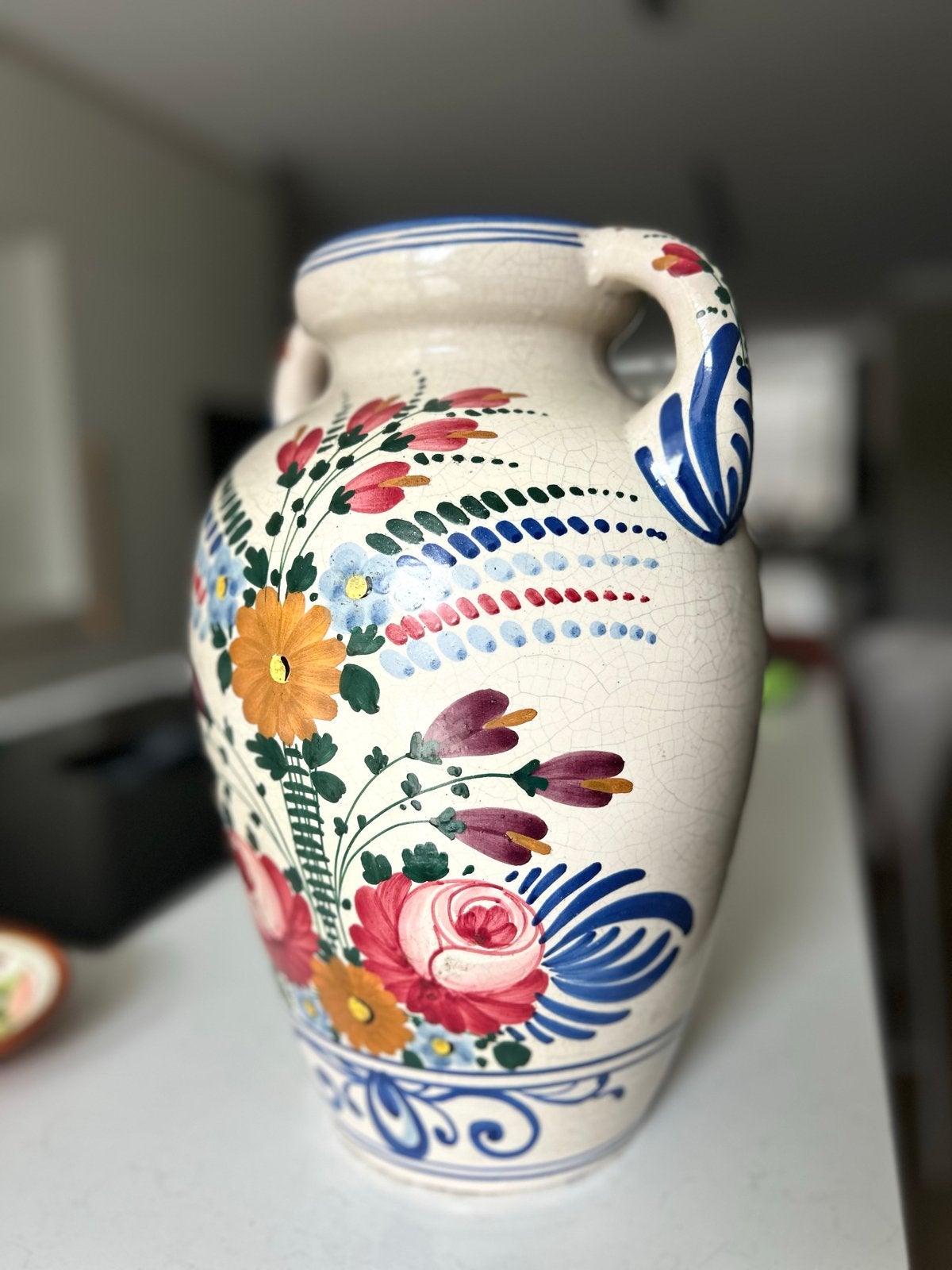 Vintage Italiaanse Majolica Vaas - Handgeschilderd, 40 cm, Ophalen of Verzenden