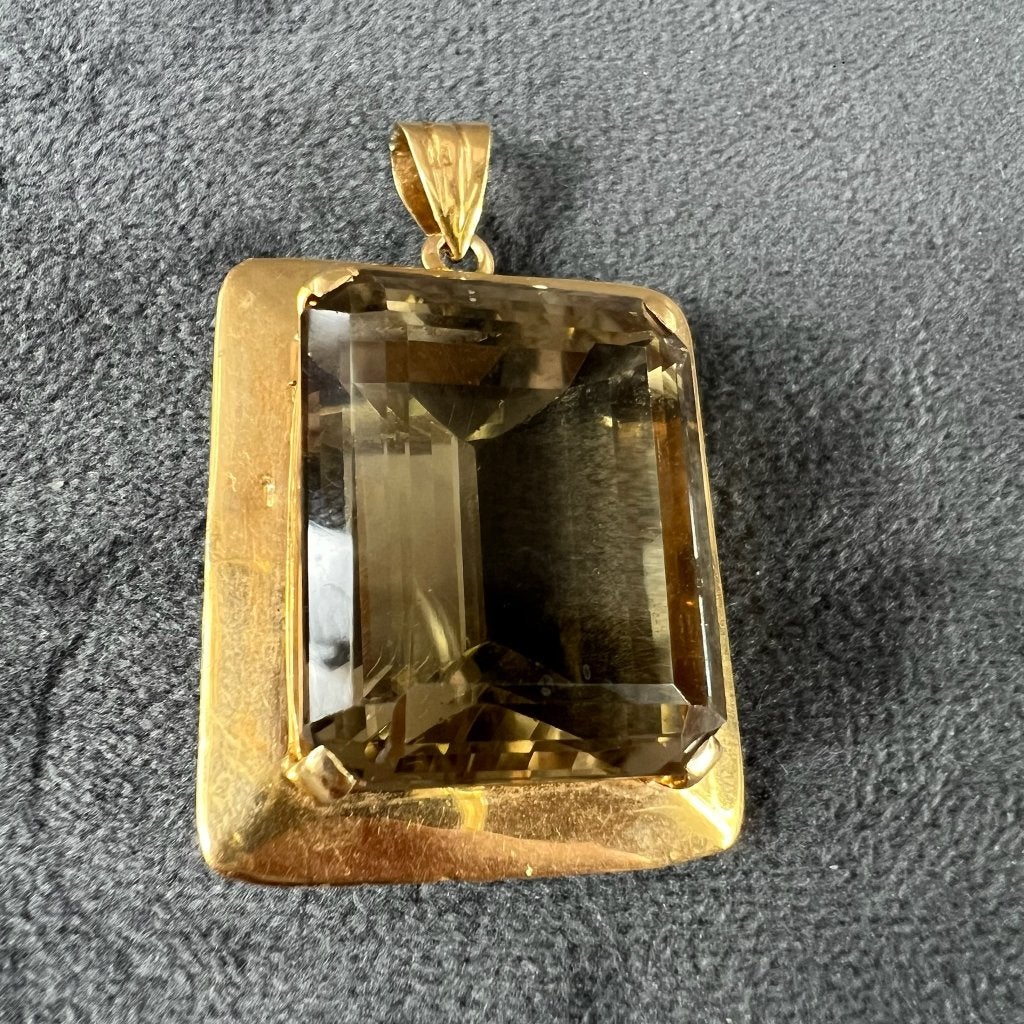 Gouden Hanger | 18k | 19,99g | rechthoekig rookkwarts | 9, Ophalen of Verzenden, Zo goed als nieuw, Goud, Goud