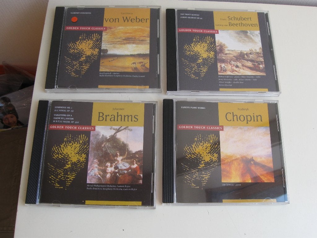 5 cd van golden touch classics,brahms,chopin,weber,schubert, Ophalen of Verzenden, Romantiek, Zo goed als nieuw, Kamermuziek