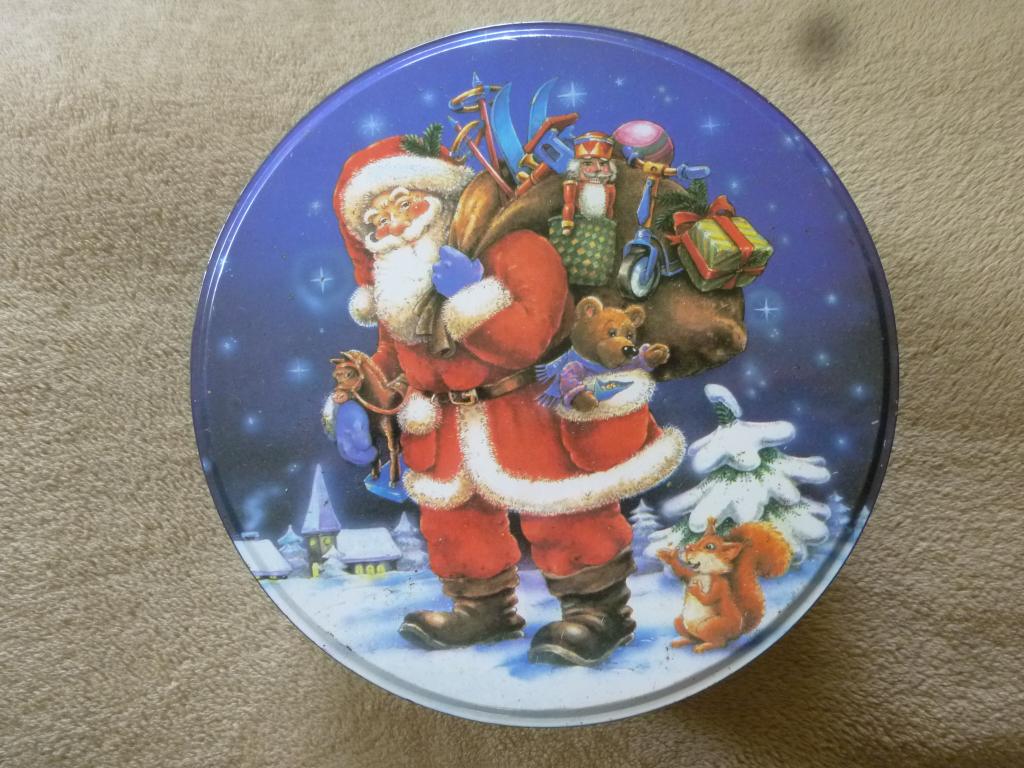 blik kerstmis voorraadblik koektrommel vintage, Ophalen of Verzenden