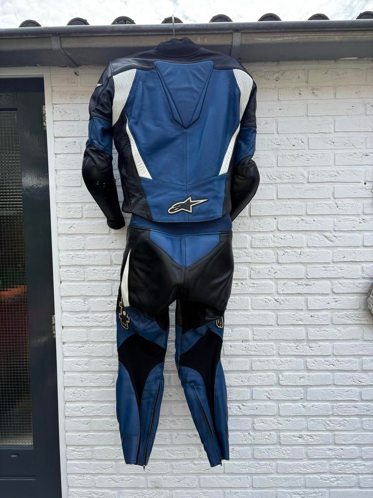 Alpinestars leren combipak - Blauw/Zwart (Maat 48), Motoren, Kleding | Motorkleding, Ophalen, Tweedehands, Heren, Combipak