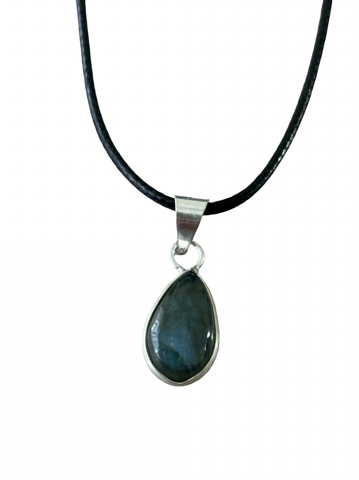 Labradoriet Edelsteen Ketting Leer Uniseks Sieraden, Overige kleuren, Vanbeeksaar4@gmail.com, Nieuw, Ophalen of Verzenden