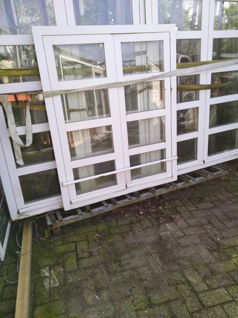 kozijn met dubbel tuindeuren, Doe-het-zelf en Verbouw, Binnendeur, Ophalen of Verzenden, Zo goed als nieuw, Glas