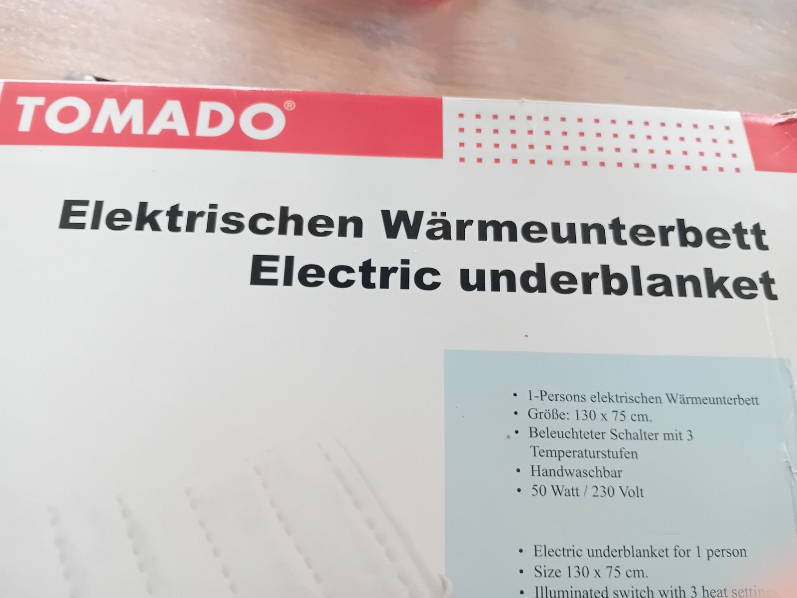 Tomado electrische deken 130 bij 75, Huis en Inrichting, Ophalen of Verzenden, Eenpersoons, Wit, Overige typen