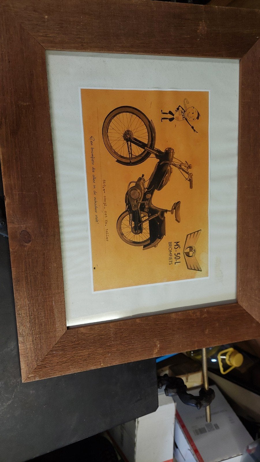 Vintage Puch MS-50-L Bromfiets Poster in Lijst, Ophalen of Verzenden, Gebruikt, Motoren