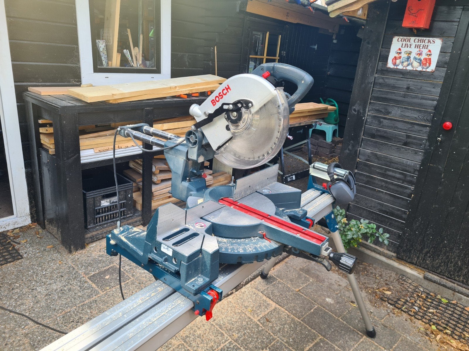 Bosch GCM 10 S Afkortzaag - Perfecte Staat, 70 mm of meer, Ophalen of Verzenden, Zo goed als nieuw, Afkortzaag