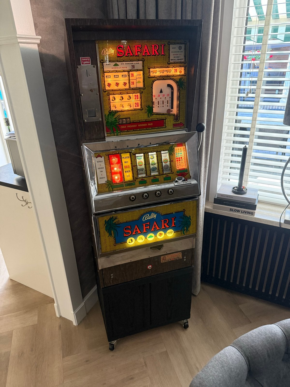 Bally Safari Gokkast - Werkend met Sleutels en Documentatie, Verzamelen, Gulden, Ophalen, Gebruikt, Met sleutels