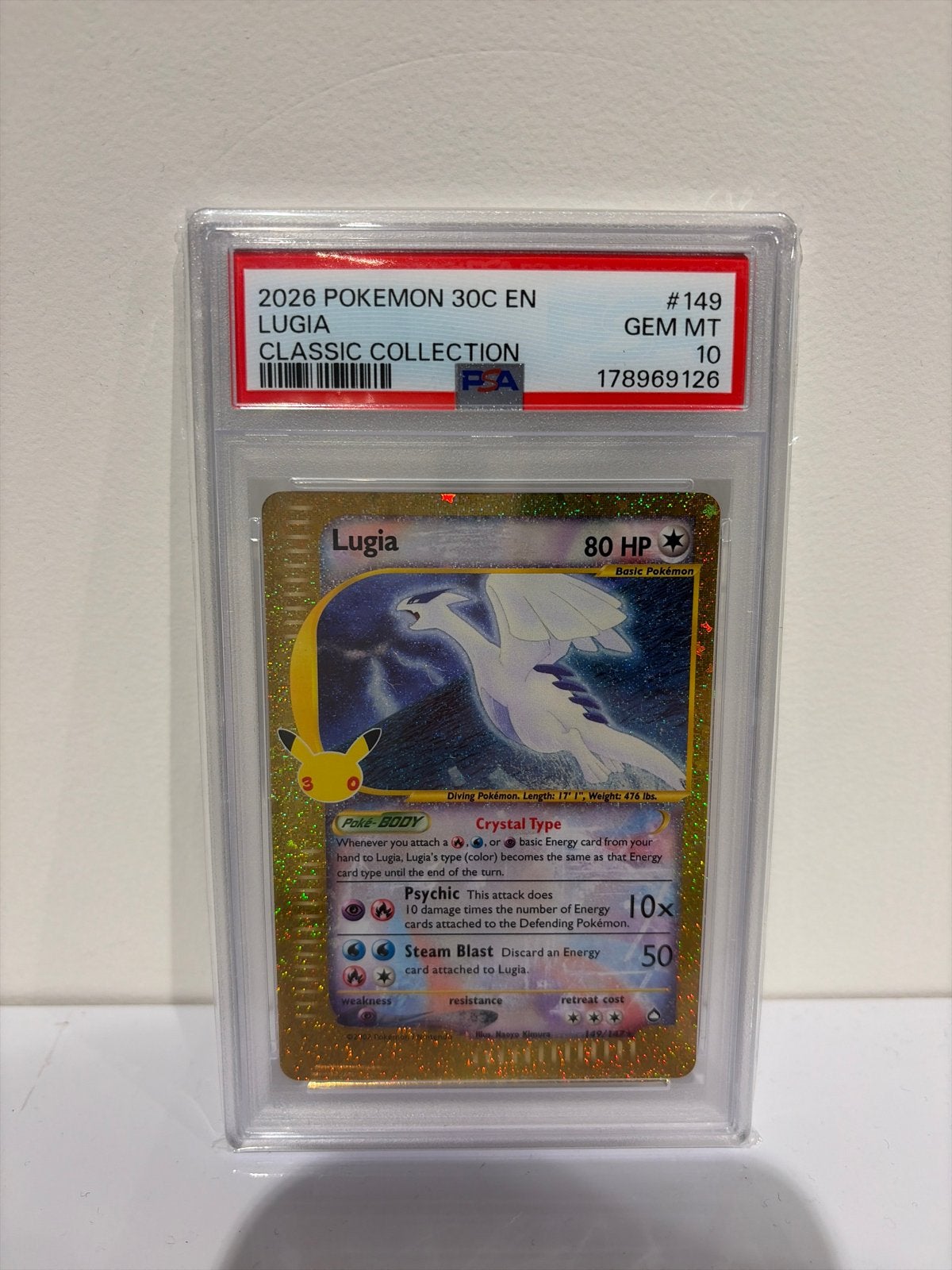 Pokemon 2026 PSA 10 Lugia Classic Collection, Hobby en Vrije tijd, Ophalen of Verzenden, Nieuw, Losse kaart