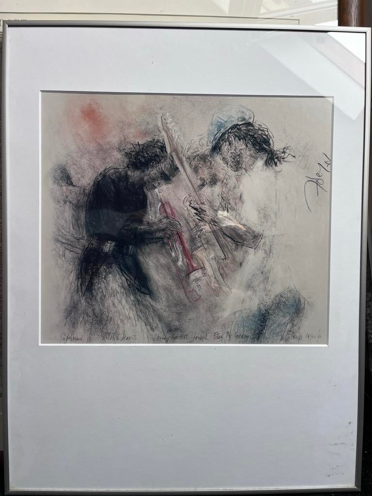 Piet Klaasse Twee ingelijste reproducties met Miles Davis, Antiek en Kunst, Kunst | Tekeningen en Foto's, Ophalen of Verzenden
