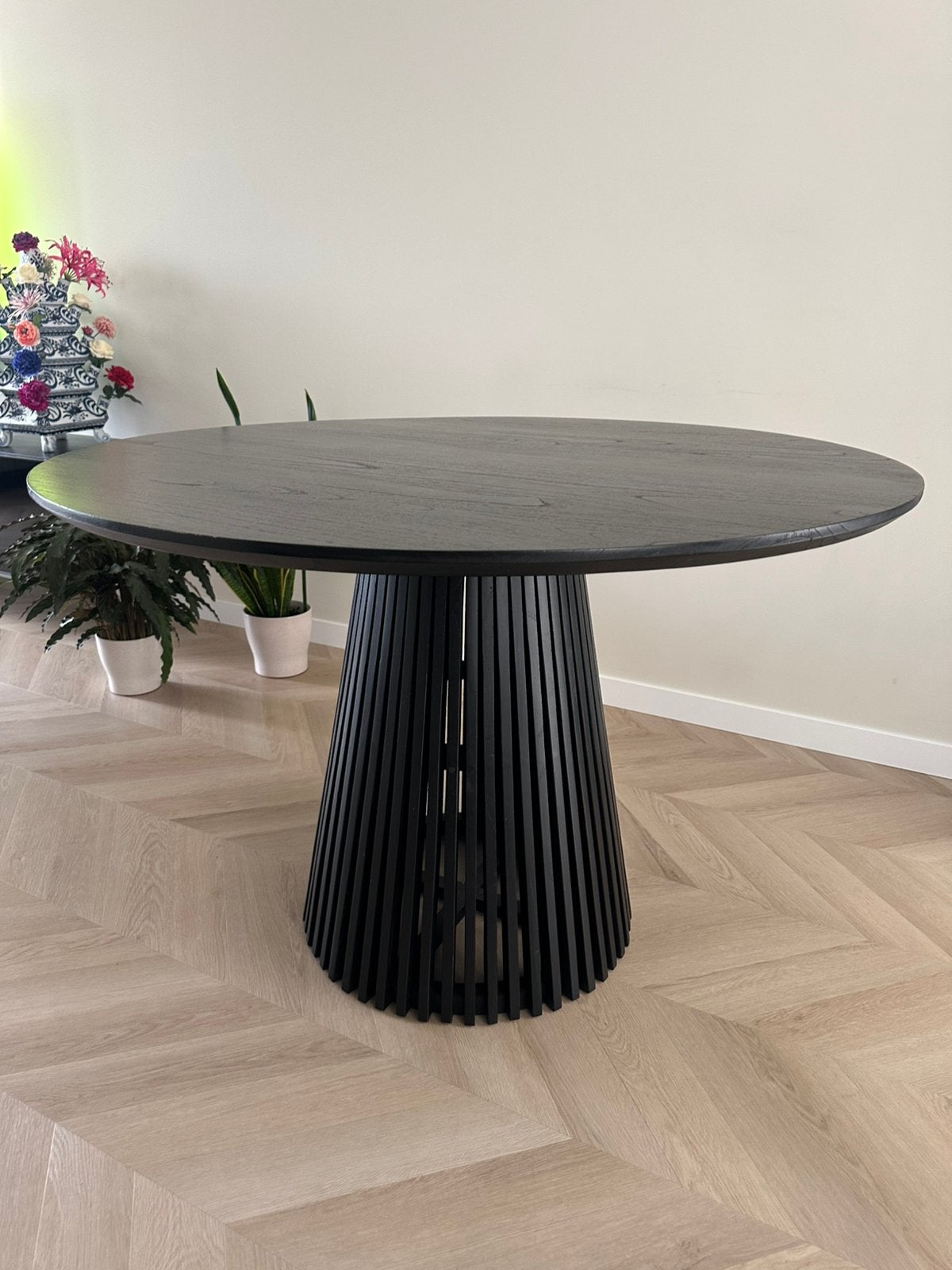 Kave Home Jeanette eettafel, Ophalen, 100 tot 150 cm, Rond, 50 tot 100 cm