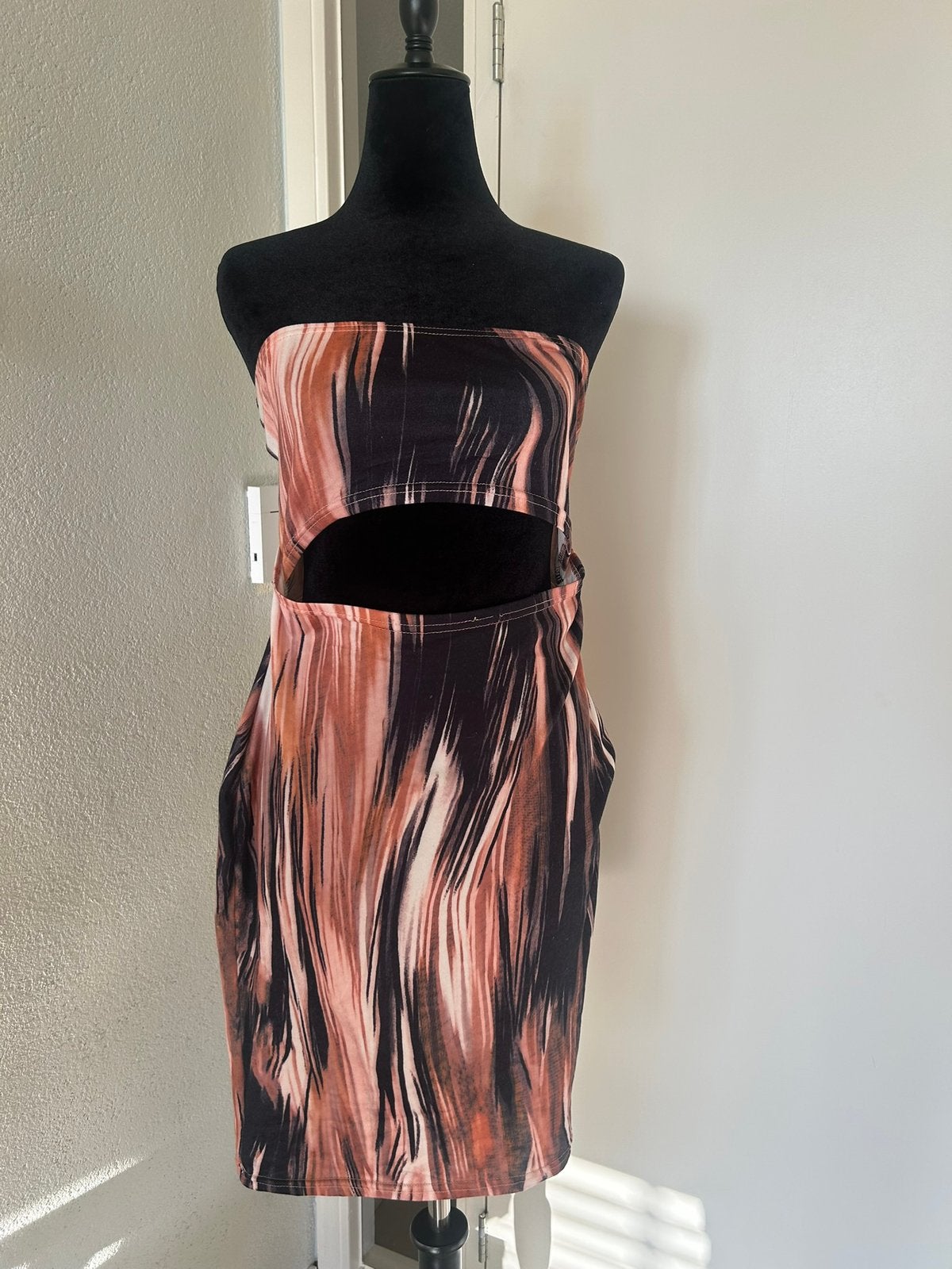Strapless jurk, Maat 38/40 (M), Bruin, Ophalen of Verzenden, Gedragen