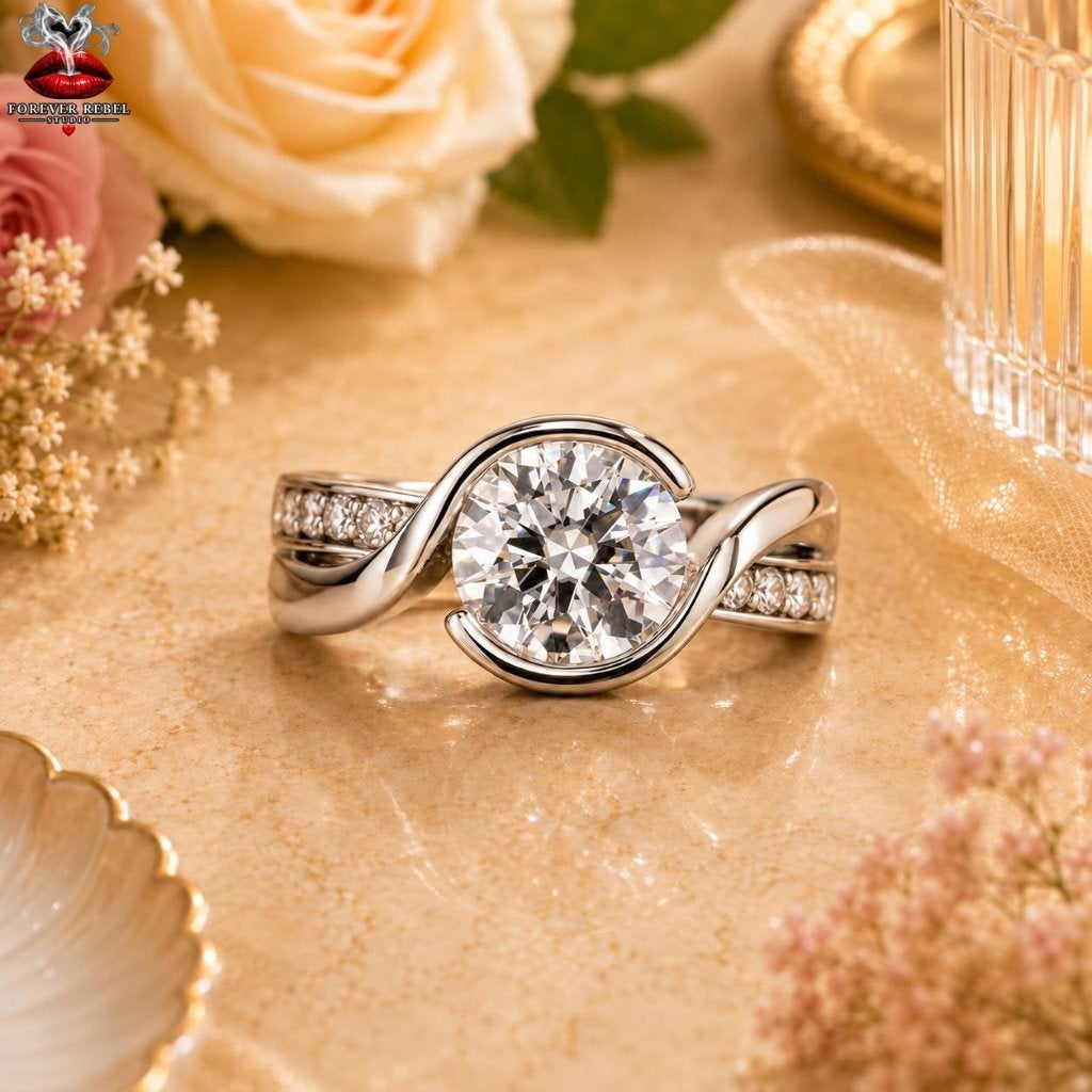 Selene Adora 3.0 ct Moissanite Ring 925 Zilver Diverse Maten, Verzenden, Foreverrebelstudio@pm.me, 17 tot 18, Met edelsteen