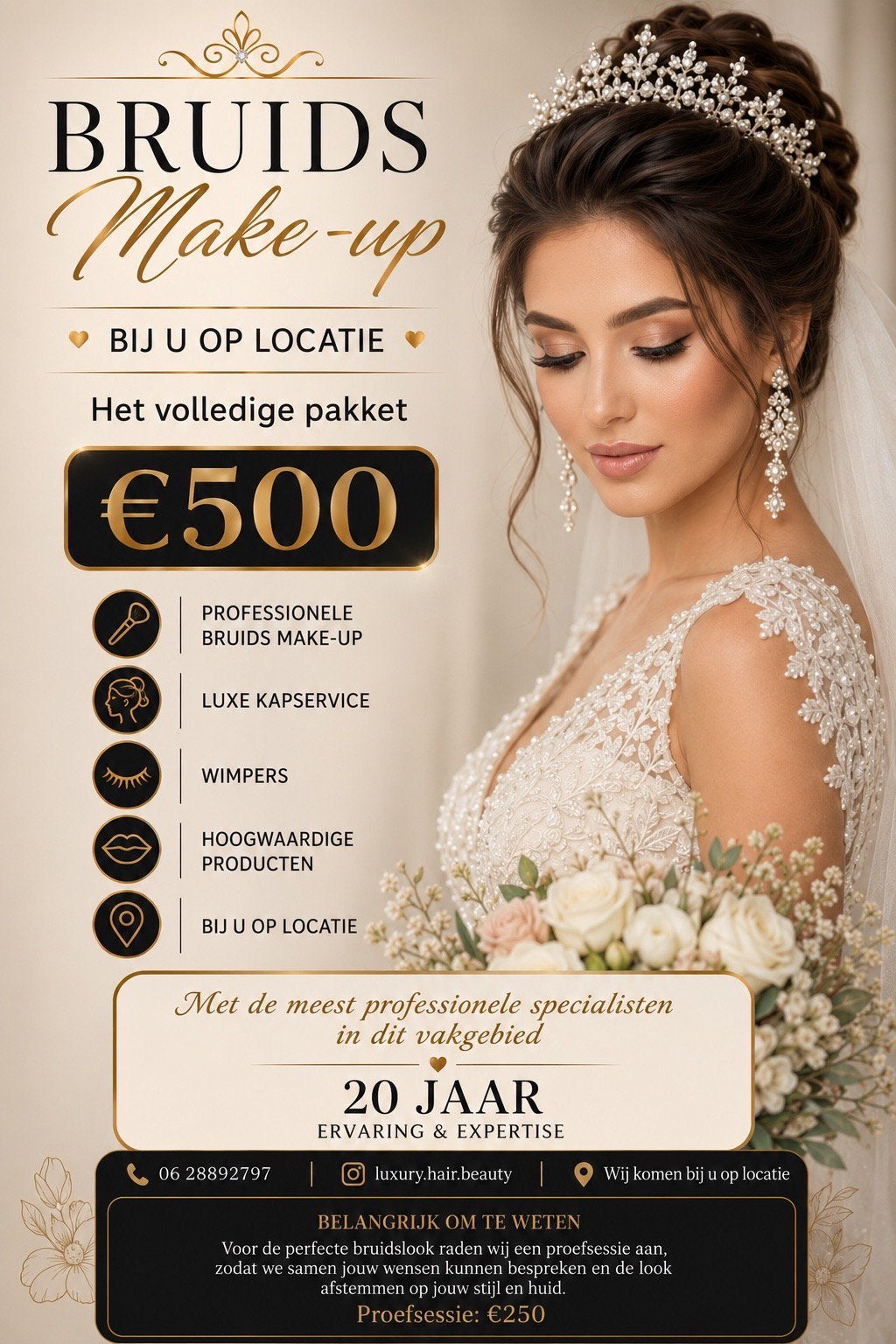 Bruid make-up, Komt aan huis, Bruidskapsels