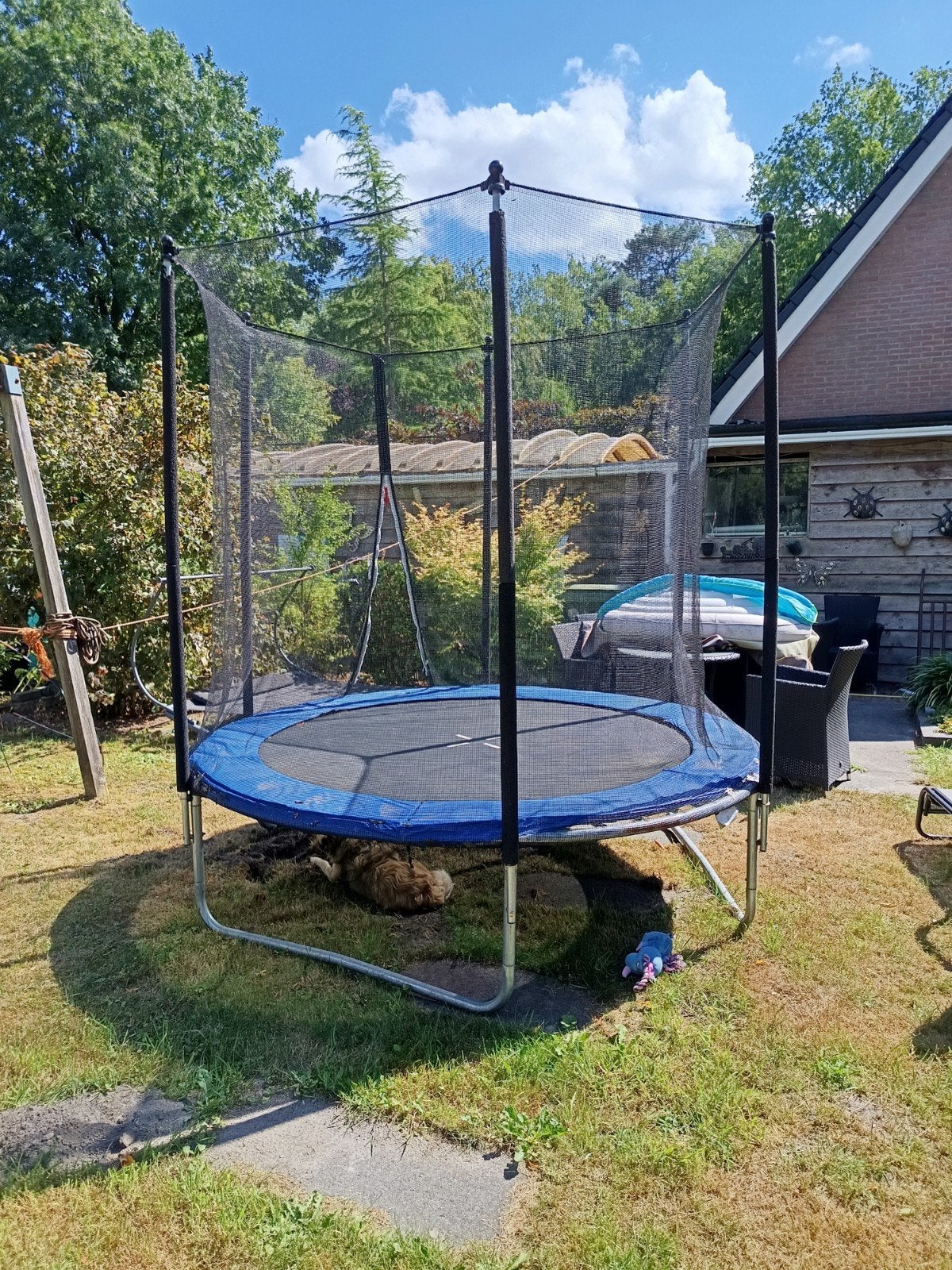 trampoline 240 bij 240, Ophalen