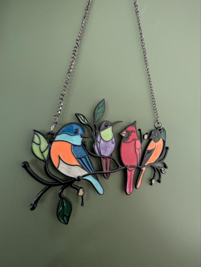 Metalen "Glas-in-Lood" raamhanger met Amerikaanse vogels, Verzenden, Nieuw, Metaal