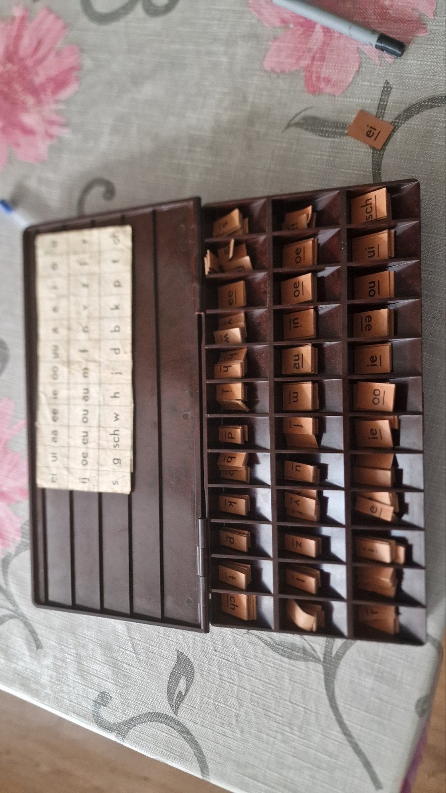 Vintage Malmberg bakelieten letterdoos met papieren bijlage, Ophalen of Verzenden, Gebruikt