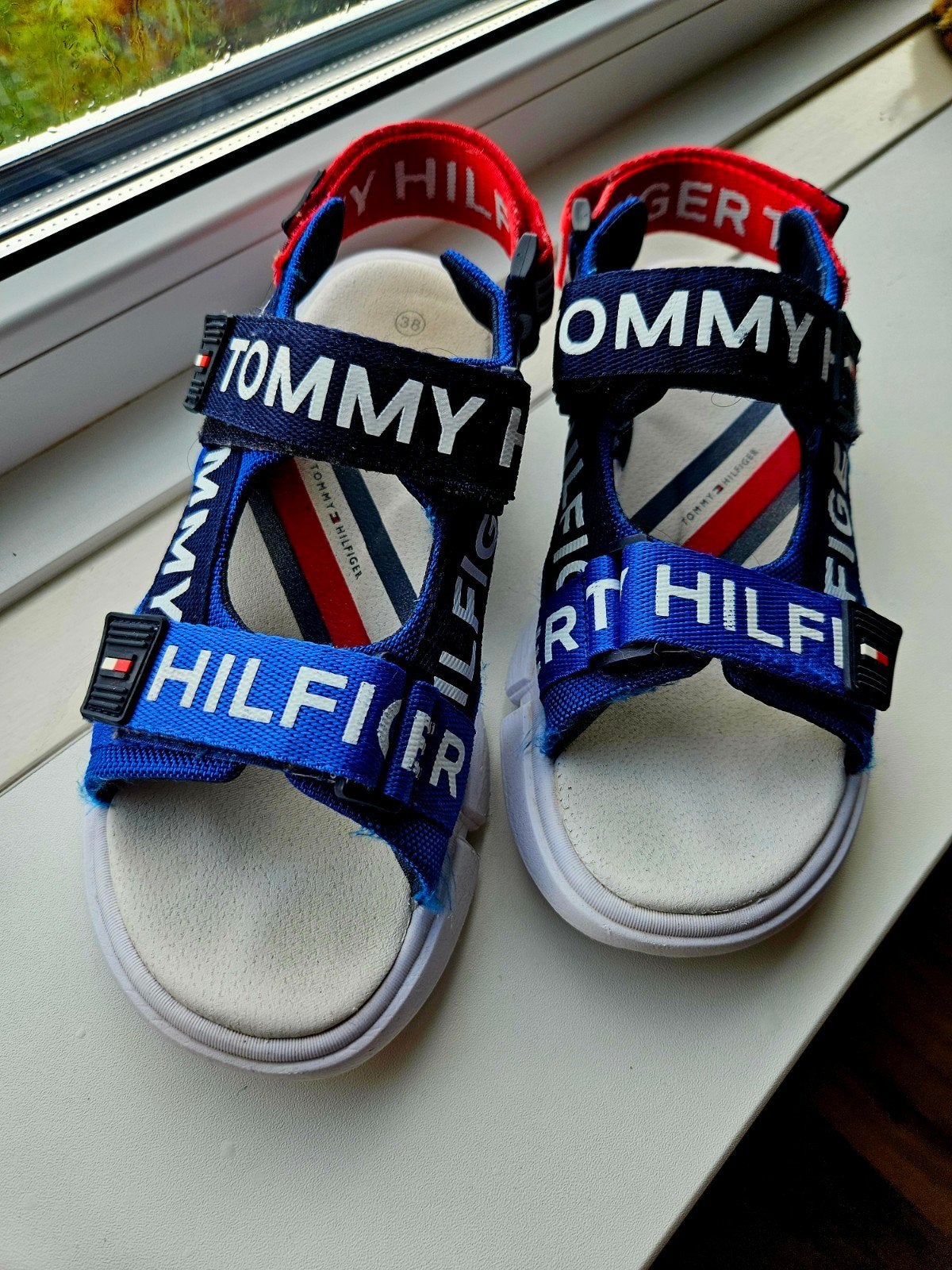 Tommy Hilfiger Sport Sandalen Rood-Wit-Blauw Maat 38, Gedragen, Rood, Tommy Hilfiger, Sandalen of Muiltjes