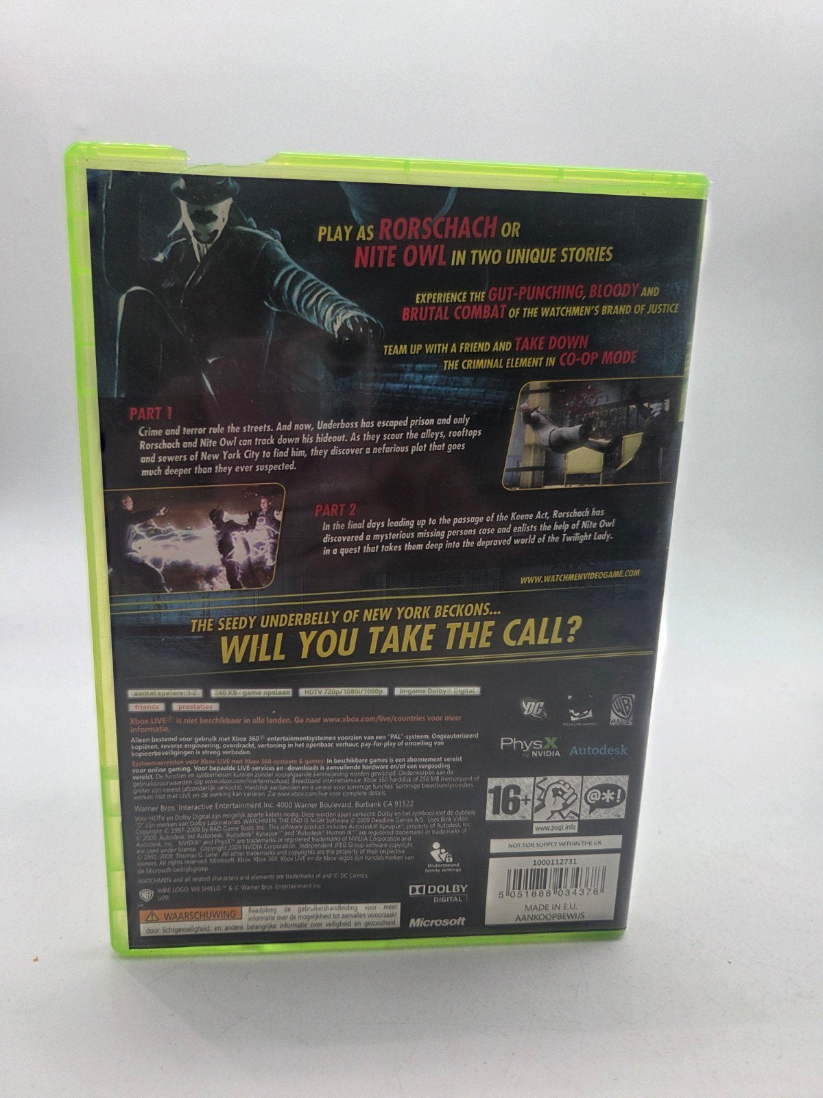 Watchmen: The End Is Nigh Parts 1 & 2 - Xbox 360, Avontuur en Actie, Gebruikt, 2000 Warner Blvd, Burbank, CA 91522, USA, 2 spelers
