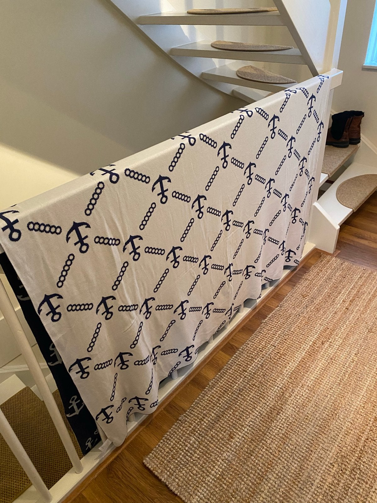 Sumar 100% Katoenen Deken met Ankerpatroon, Ophalen of Verzenden, Zo goed als nieuw, Blauw