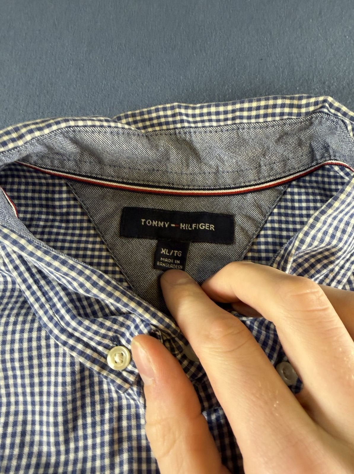 Tommy Hilfiger overhemd blauw geruit maat XL button-down, Tommy Hilfiger Europe B.V., Danzigerkade 165, 1013 AP Amsterdam, Nederland
