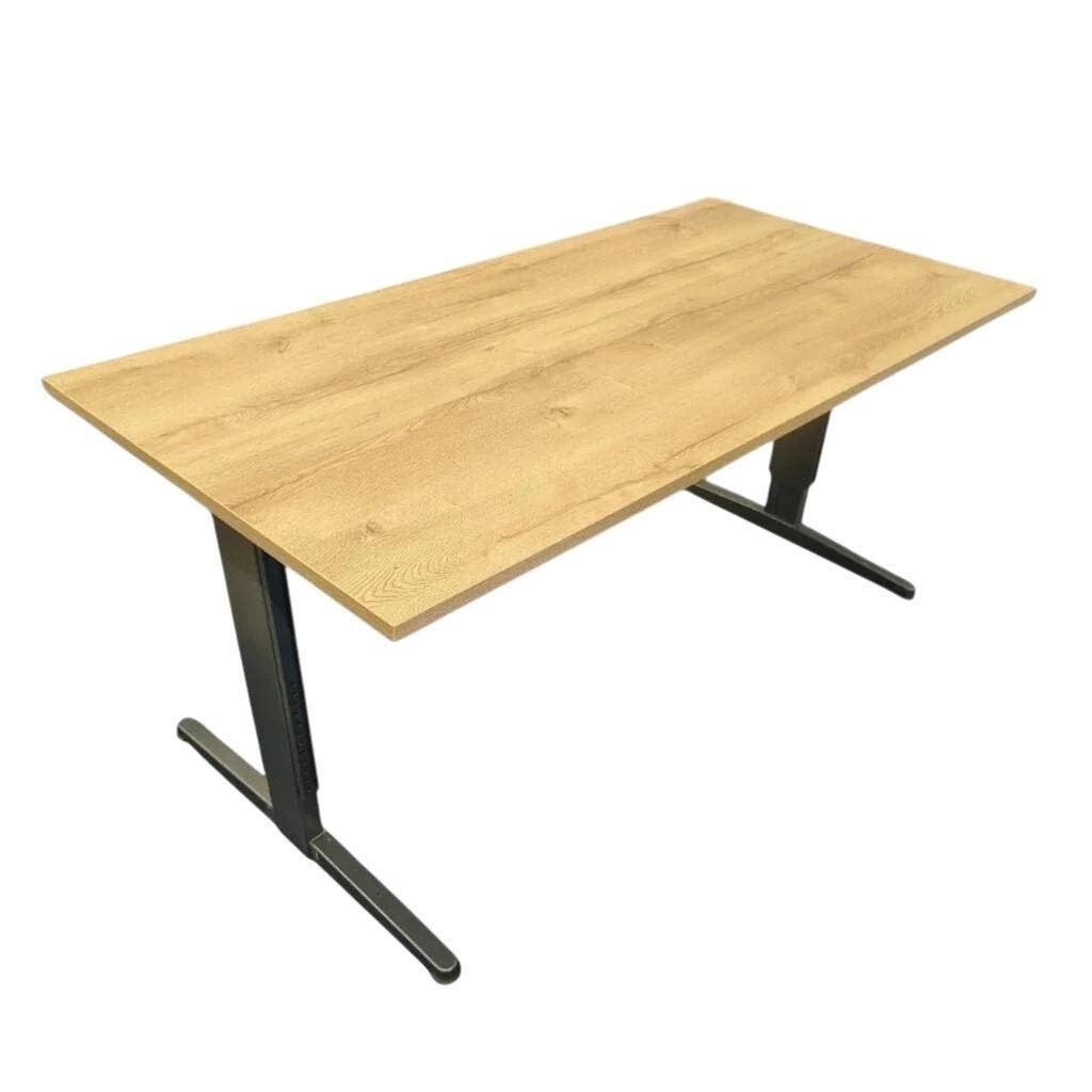 Aspa Bureau Antraciet Onderstel Eiken Blad Nieuw B160xD80, Overige stijlen, 160 cm, Spaanplaat of MDF, Nieuw
