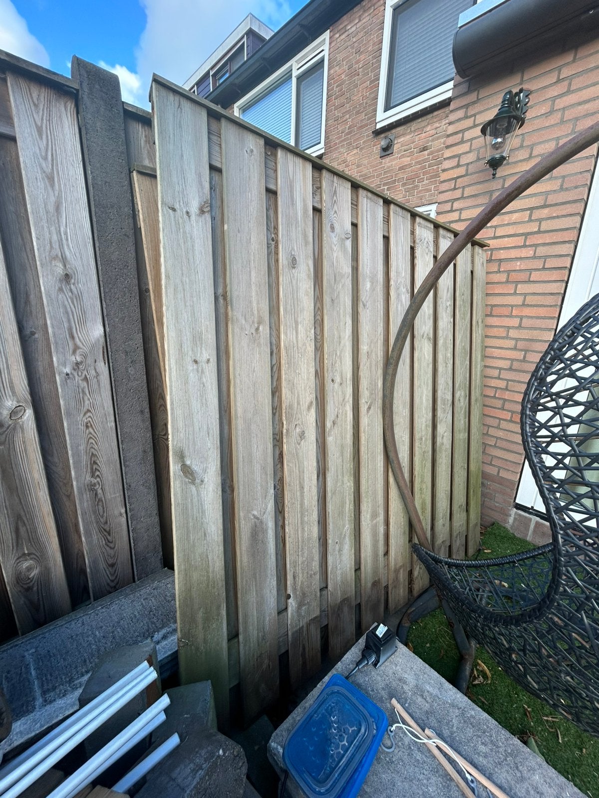 Schutting delen met betonnen palen, Tuin en Terras, Ophalen, Minder dan 3 meter, Zo goed als nieuw, 2 meter of meer