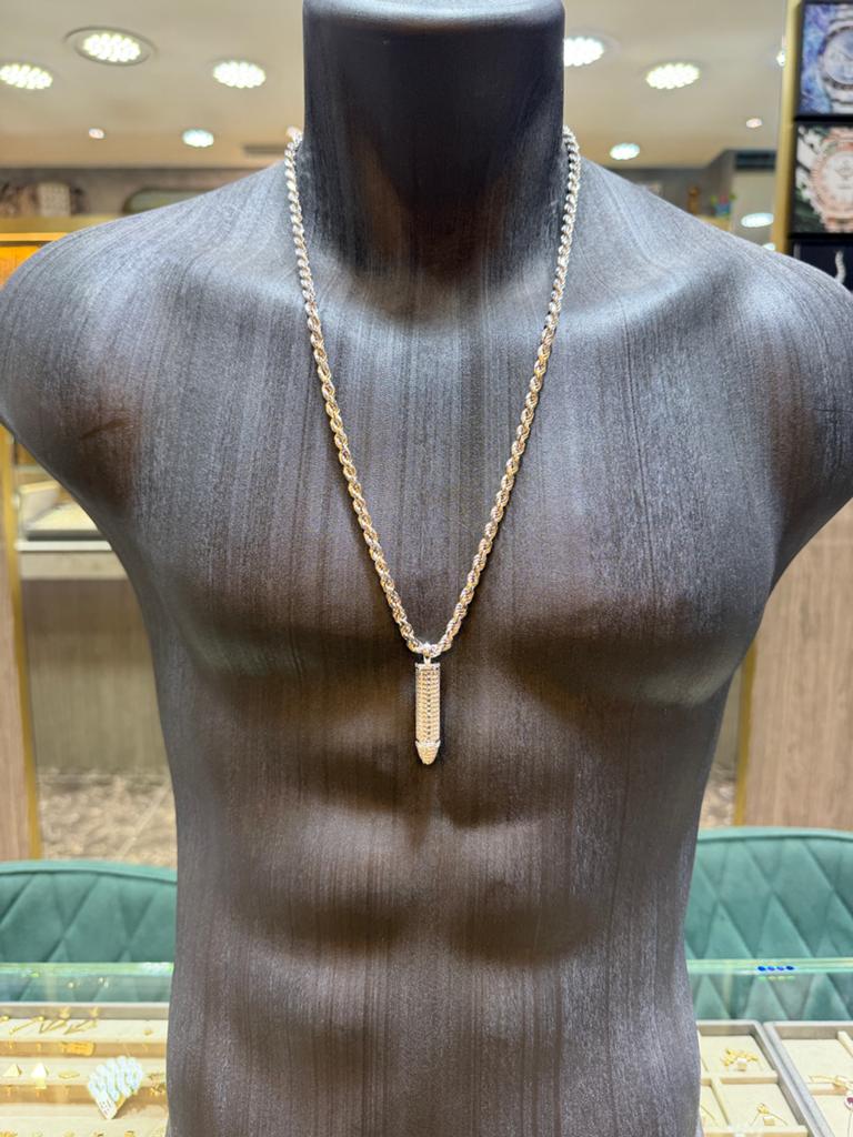 9KT Goud - Hanger - Bullet Pendant - Kogel - Labdiamanten, Ophalen, Nieuw, Goud