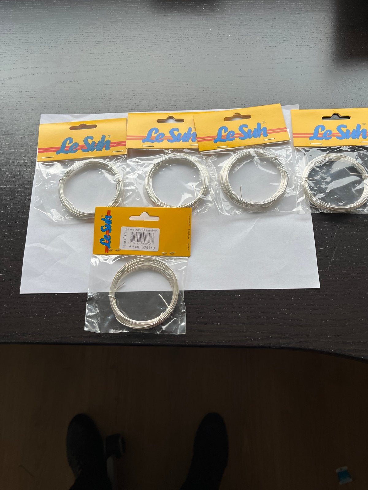 5 Nieuwe rollen verzilverd zilverdraad 1.0 mm x 0.4m, Ophalen of Verzenden, Nieuw