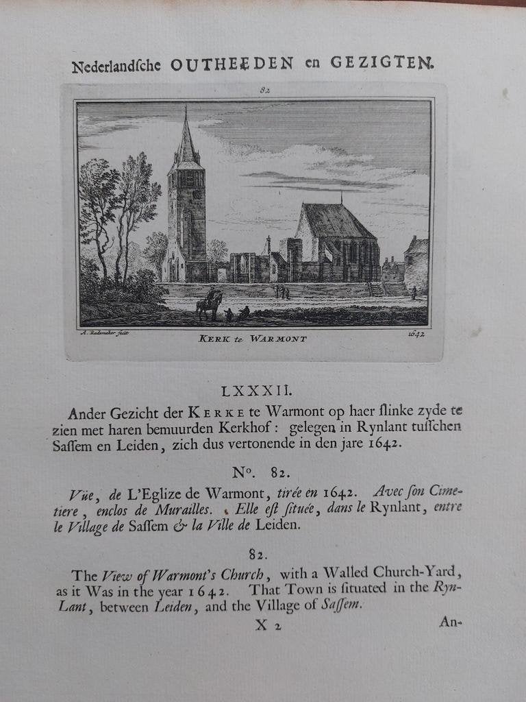82 / Kerk Warmont - Warmond Gravure A. Rademaker 1ste druk, Antiek en Kunst, Kunst | Etsen en Gravures, Ophalen of Verzenden