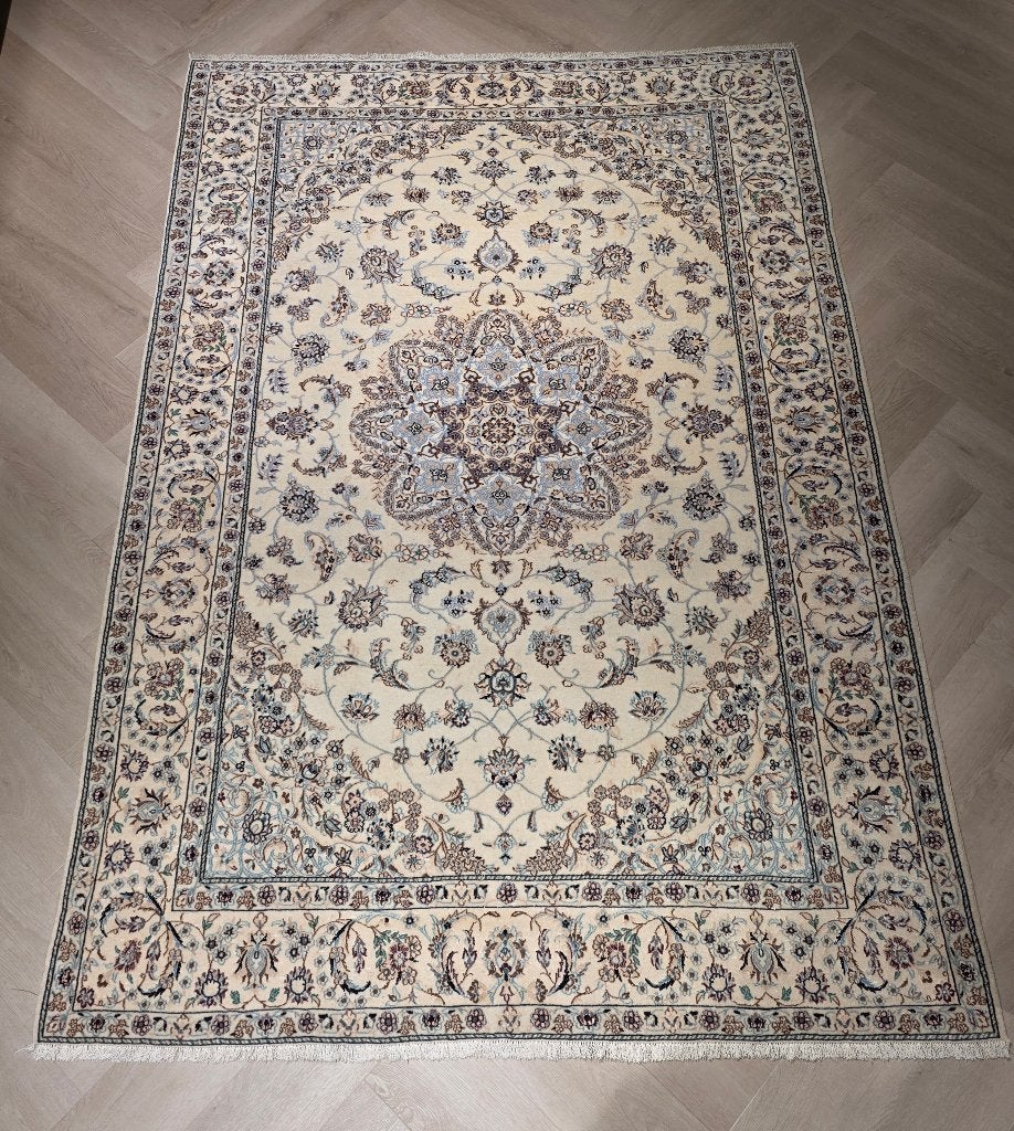 Perzisch tapijt Nain 220x150 (6La), Huis en Inrichting, Ophalen, 100 tot 150 cm, Perzisch, Blauw