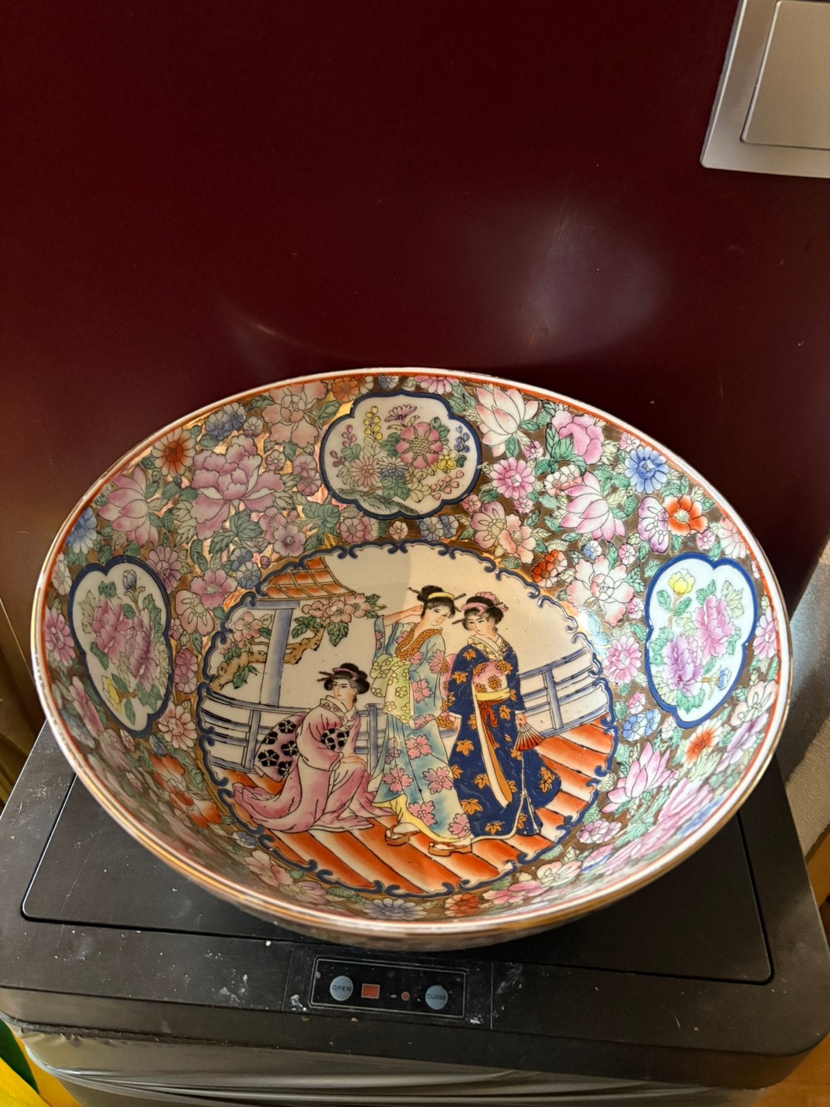 Grote Chinees porseleinen 'Punch Bowl 31 cm) Satsuma-stijl, Ophalen of Verzenden