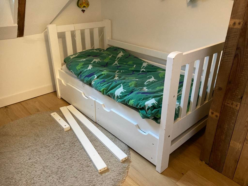 Rockwood kinderbed 70x150 cm, massief hout, Ophalen, Zo goed als nieuw, 140 tot 160 cm, 70 tot 85 cm