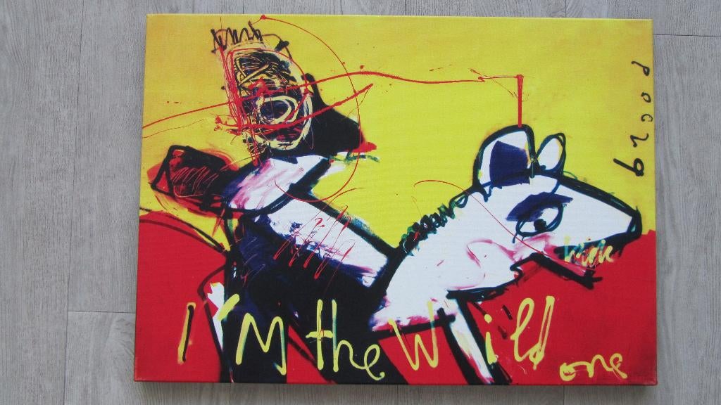 Herman Brood-Art Print op canvas-I'm the Wild One-Schilderij, Antiek en Kunst, Kunst | Schilderijen | Modern, Ophalen