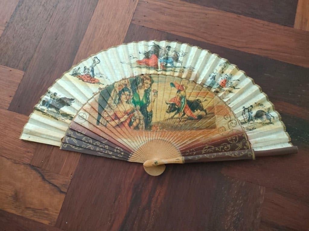 Vintage Spaanse hand waaier handgeschilderd, Ophalen