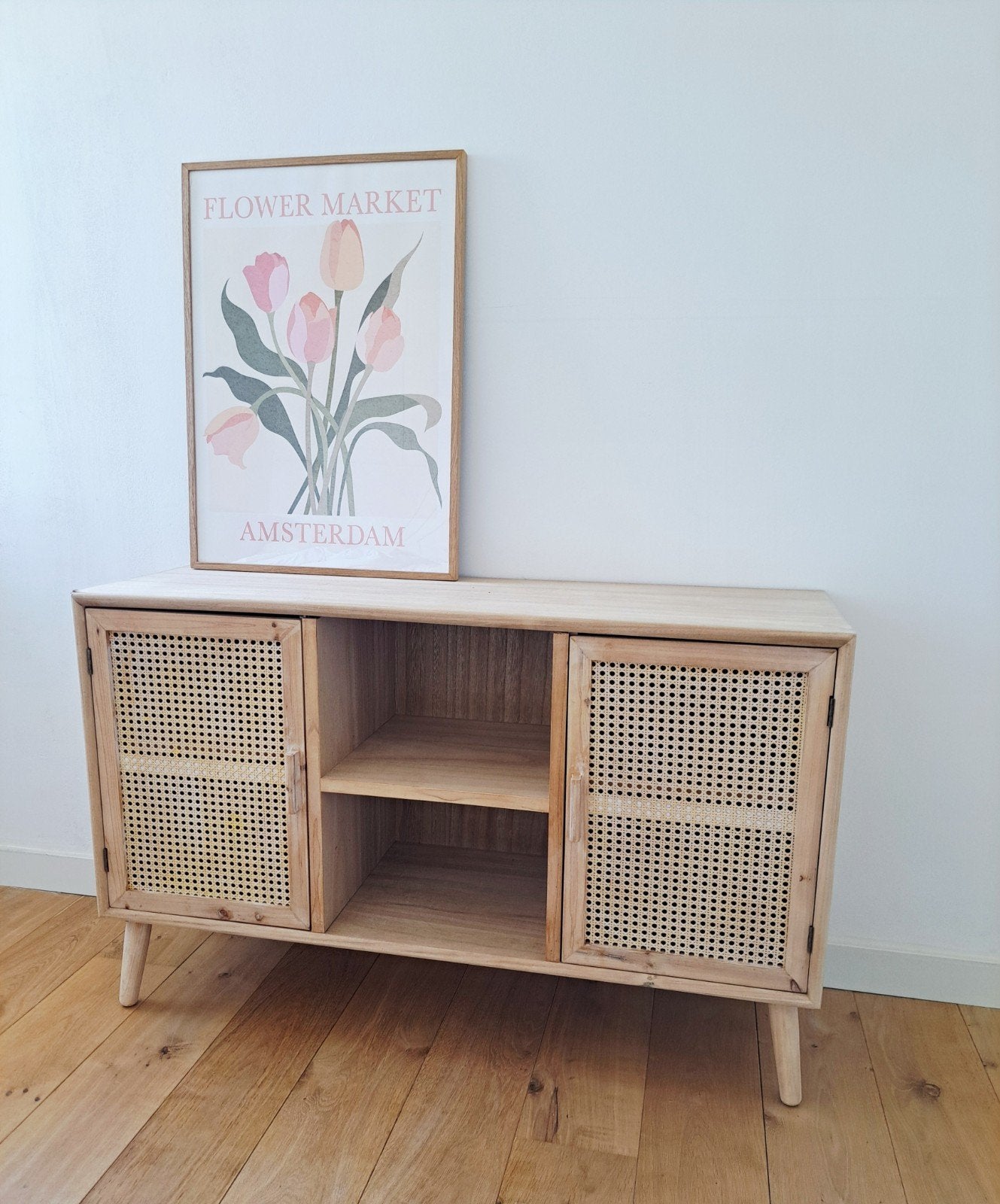 Webbing TV Meubel Bandung - Naturel, 100 tot 150 cm, Ophalen of Verzenden, Zo goed als nieuw, Boho, Scandinavisch, Modern