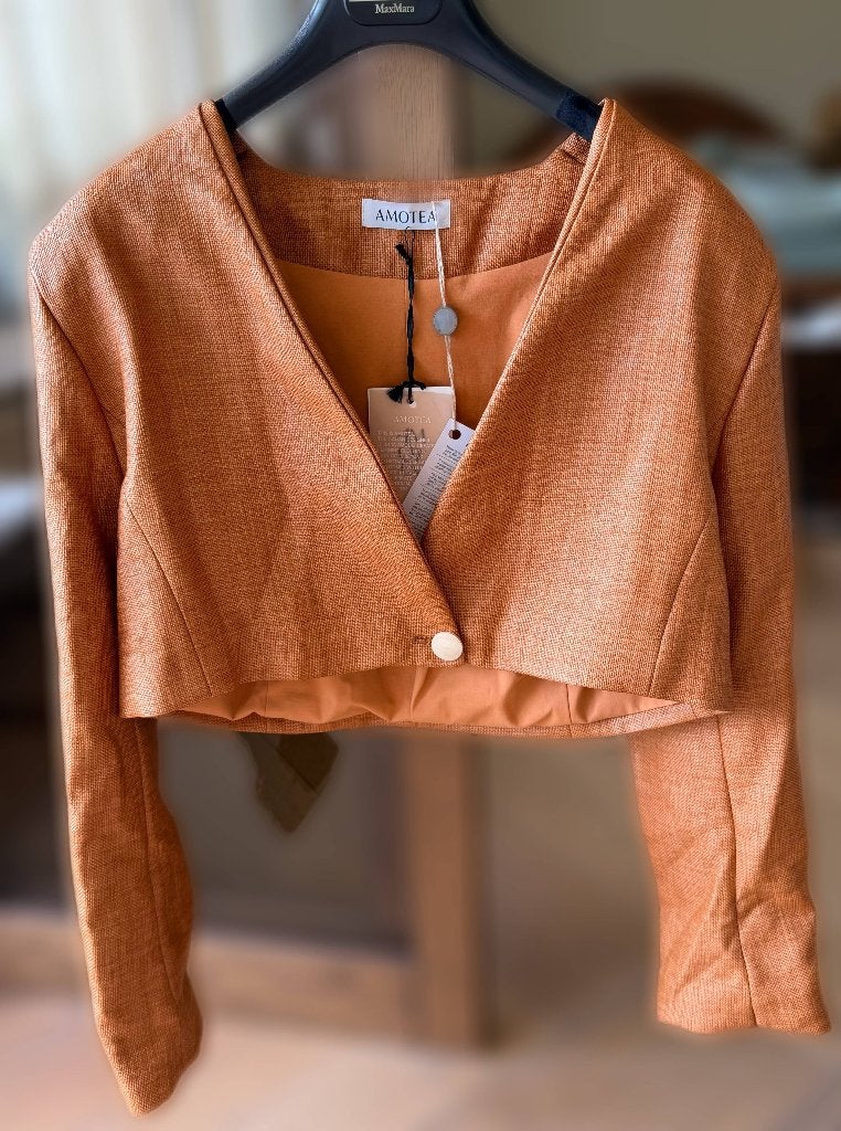 Luxe designer blazer bolero Amotea - maat 38 - Camel, NIEUW!, Maat 38/40 (M), Amotea, Bruin, Verzenden