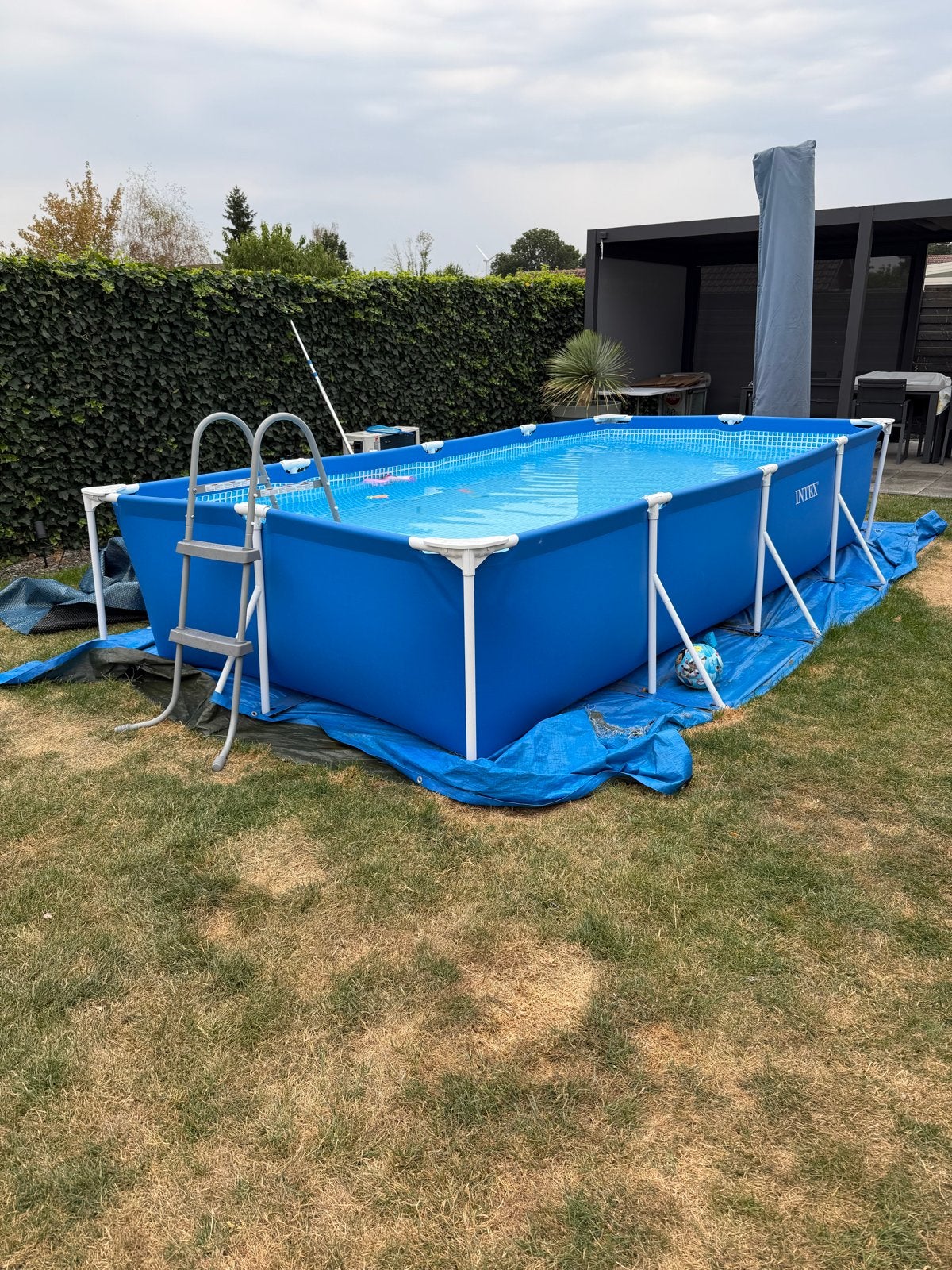 Intex Metal Frame Zwembad 450x220x84cm met warmtepomp, Ophalen, 200 tot 300 cm, 80 tot 120 cm, Zo goed als nieuw