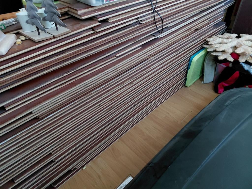 Houten vloerdelen met jatoba laag, Doe-het-zelf en Verbouw, Hout en Planken, Ophalen, Gebruikt, 200 tot 250 cm, Plank