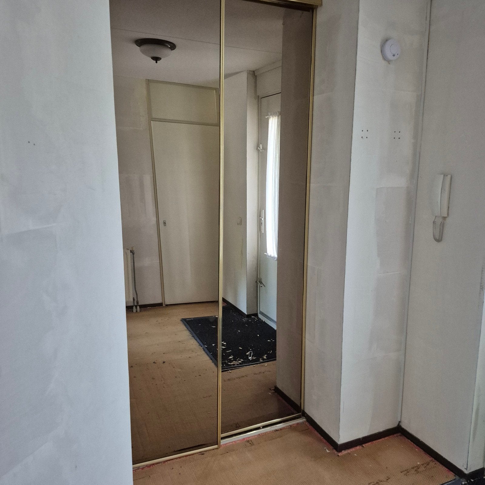 Spiegel schuifdeuren met gouden frame, Ophalen, Gebruikt, 200 cm of meer, 100 tot 125 cm