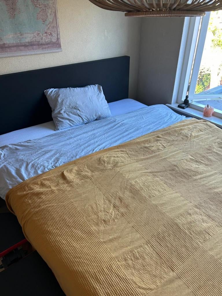 Boxspring 220x200 antraciet, Huis en Inrichting, Slaapkamer | Bedden, Ophalen, Tweepersoons, Zo goed als nieuw, Overige maten