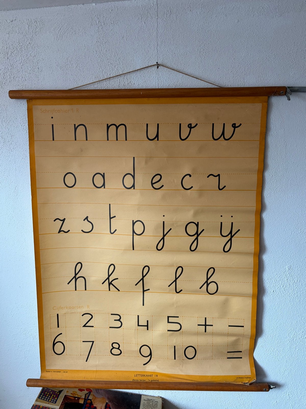 Vintage Letter- en Cijferkaart Schoolplaat, Ophalen, Overige thema's