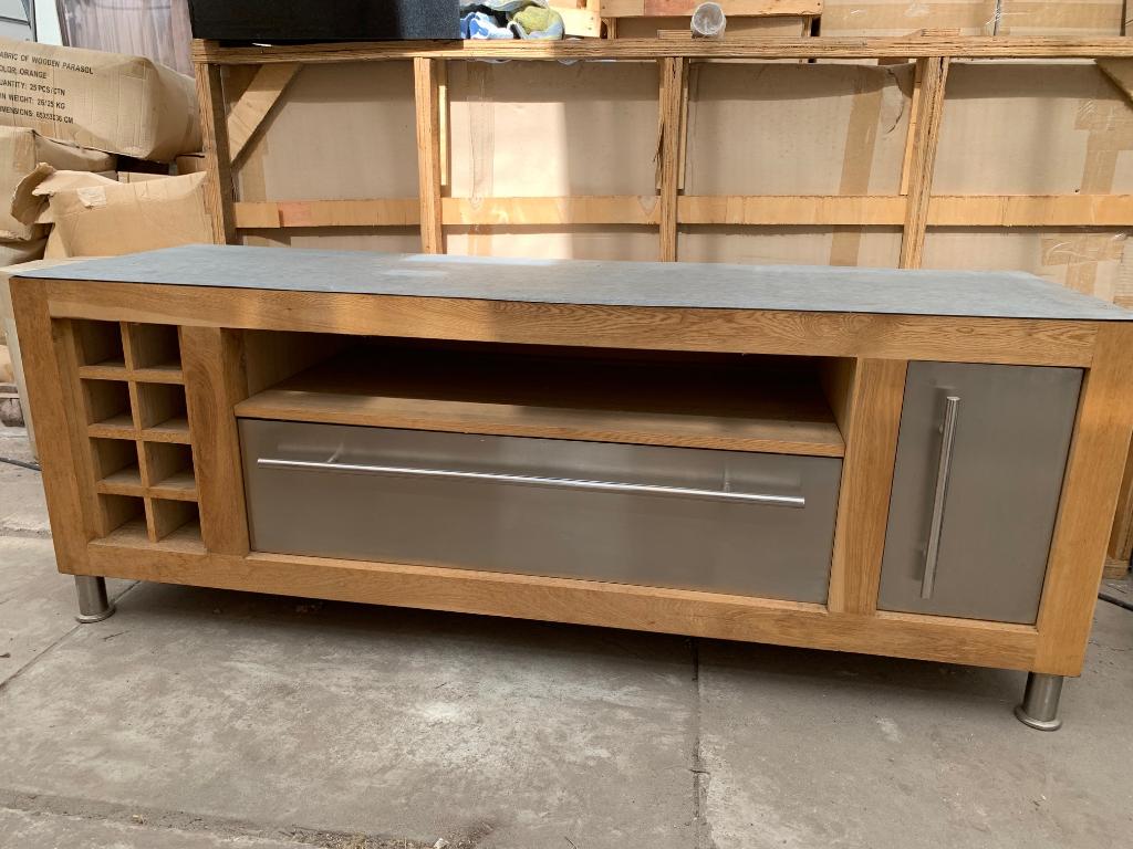 Prachtig buitenkeukenmeubel van massief blank eiken met RVS, Tuin en Terras, Ophalen, Info@new-trend.nl, Nieuw, Prins Hendriklaan 160, Overveen