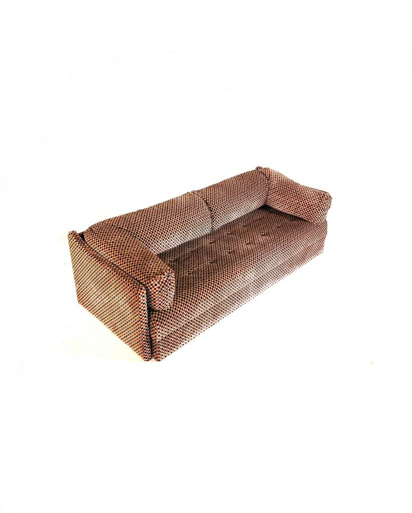 Vintage velours daybed, Italië, jaren ‘70, Hout, Vintage retro buisframe design rotan webbing papercord deens, Driepersoons, 75 tot 100 cm